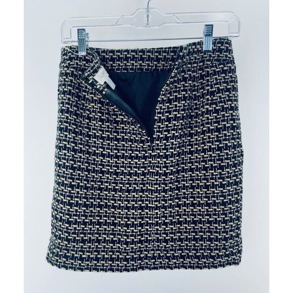 Loft Women’s Tweed Boucle Skirt Size 0 Straight Knit Pencil Black Tan Brown - Picture 3 of 7
